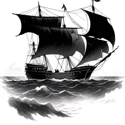 Ship In Storm tattoo design idea