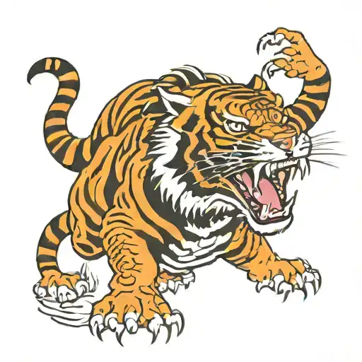 tibetan tiger roaring tattoo design idea