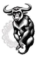 Japanese ox monkey tattoo design idea