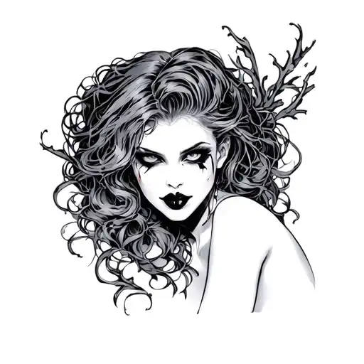 sexy vampire girl tattoo design idea