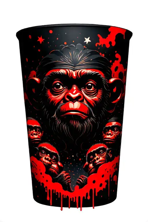 clouds with stars and the three wise monkeys tattoo design idea