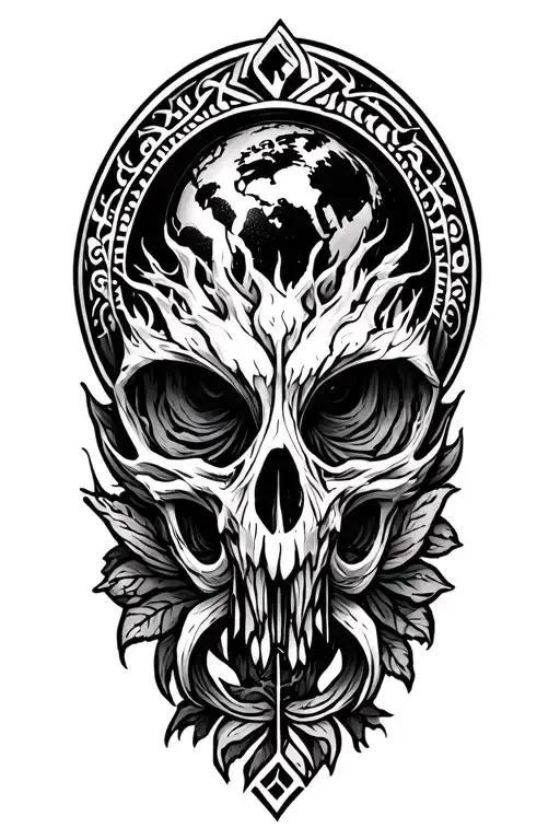 detailed Nordic symbolism earth cancer tattoo design idea