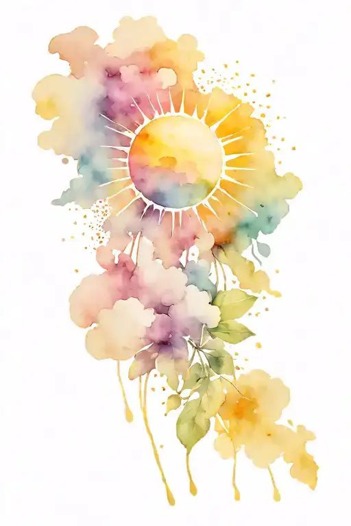 sun rays breaking through clouds tattoo design idea