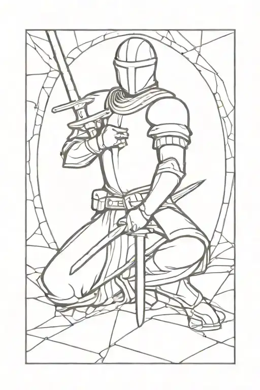 Kneeling Knight holding a Sword tattoo design idea