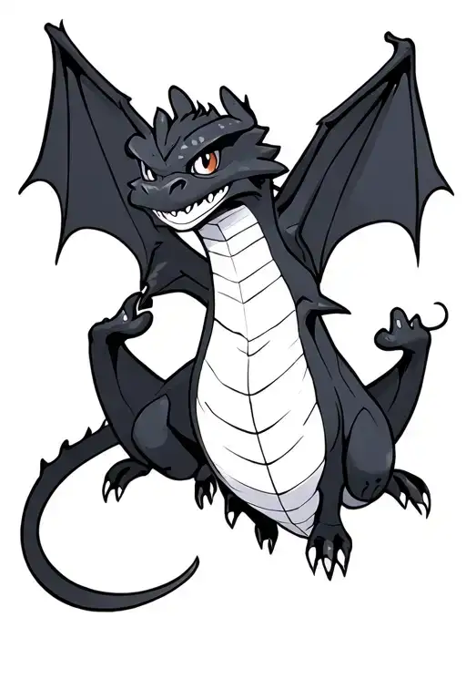 how to train your dragon toothless flying simple linework and shading tattoo design idea