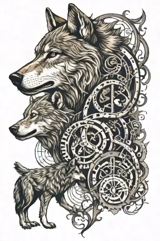 brown wolf DNA in confrontation with the alpha tattoo design idea