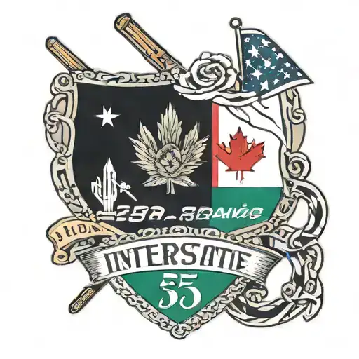 interstate 5 sign, Canada, USA, Mexico flags tattoo design idea