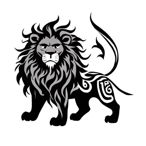 lion maori compass tattoo design idea