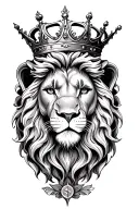 crown lion roses compass tattoo design idea