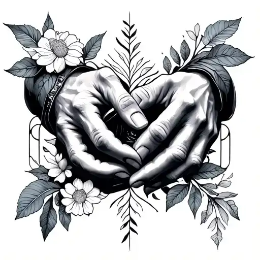 paradox tattoo with hands and nature tattoo design idea
