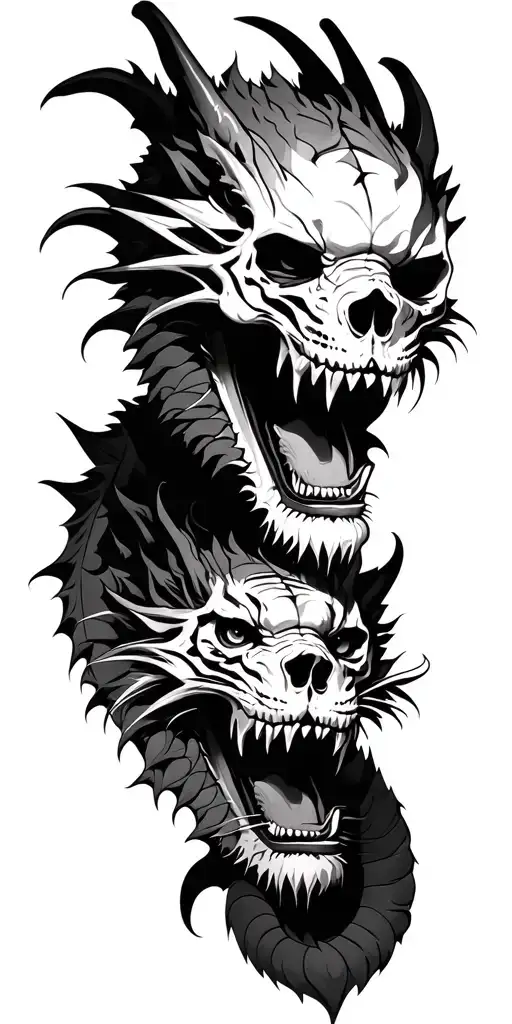 skulls demons dragons tiger tattoo design idea