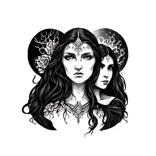 maiden mother crone  tattoo design idea