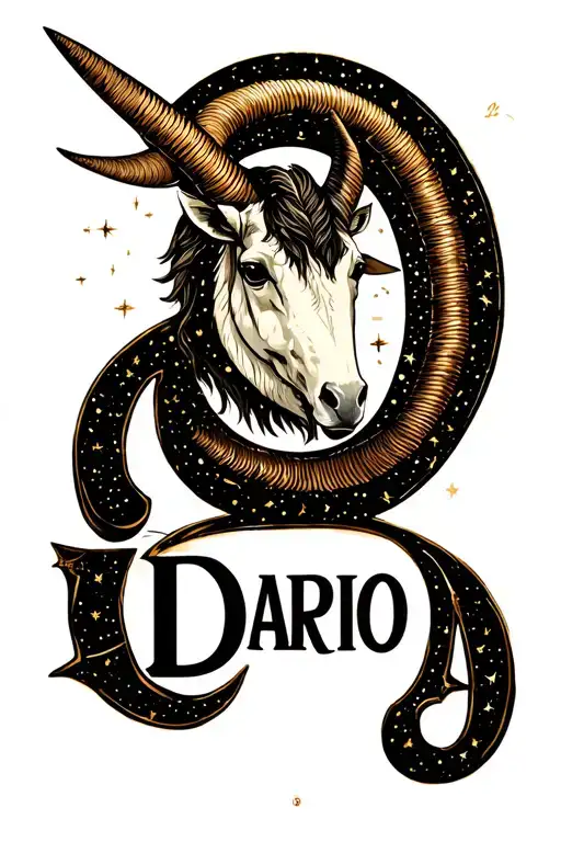 "Dario" astrological sign of Capricorn with constellation, add the first name Dario and the date of birth 25/12/2020 tattoo design idea