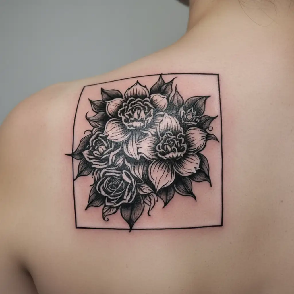 anxiety anger and flowers tattoo design idea