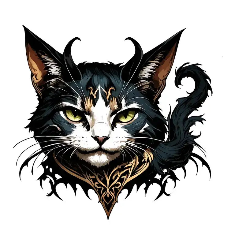 cat demon tattoo design idea