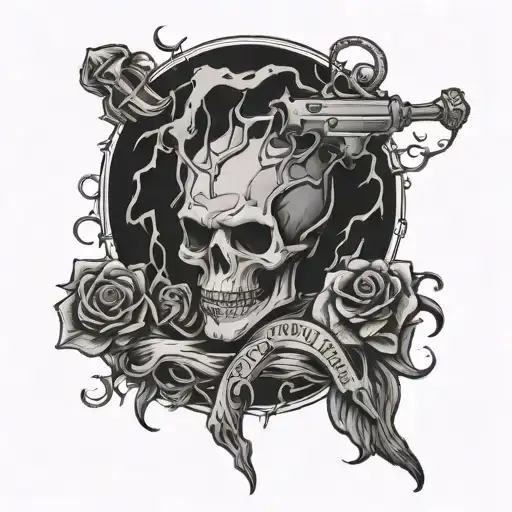 I bring the power of lightning, trouble of rainSmilin' at death and my casket champagne tattoo design idea