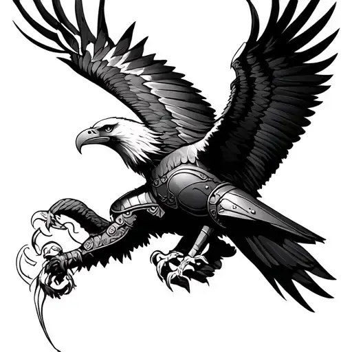 Eagle in armor tattoo tattoo design idea