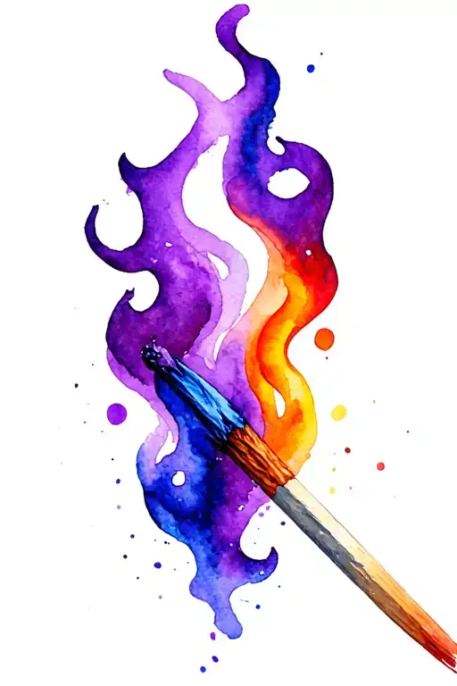 burnt out match with a purple flame tattoo design idea