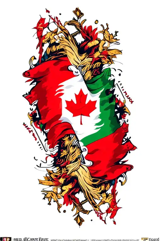albanian flag vs canada flag inside tattoo design idea