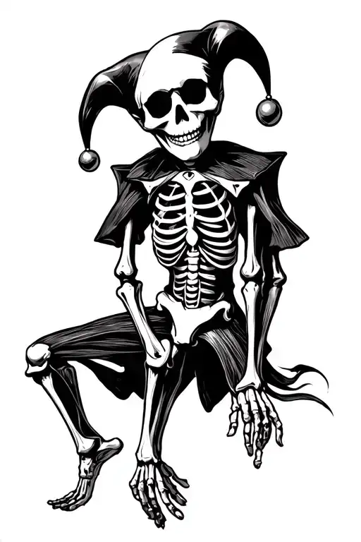 skeleton jester tattoo design idea
