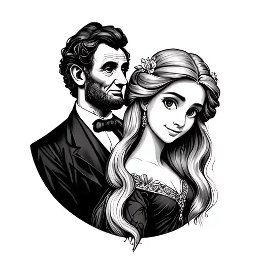 Lincoln log and rapunzel hair tattoo design idea