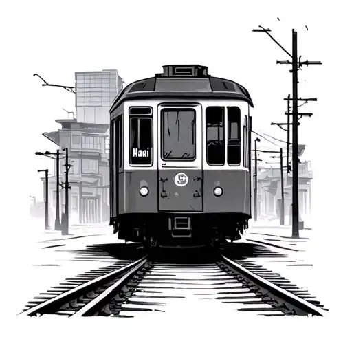 Hanoi Street Train down tracks tattoo design idea