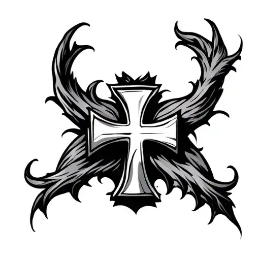 Throat religious cross tattoo design idea