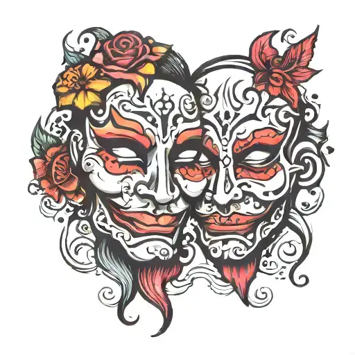 Happy And Sad Mask tattoo design idea