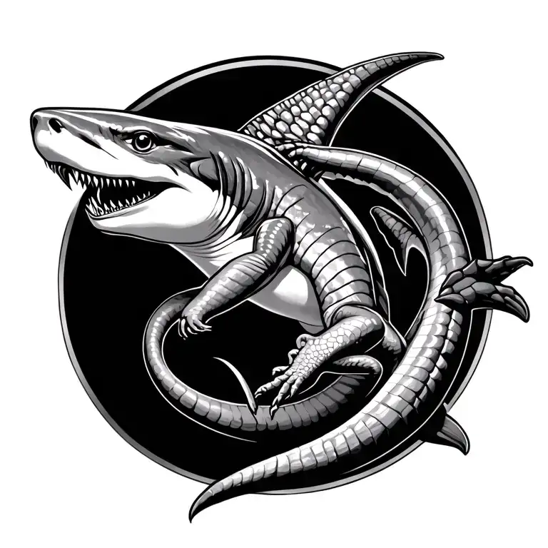 infinity shaped shark and lizard tattoo design idea