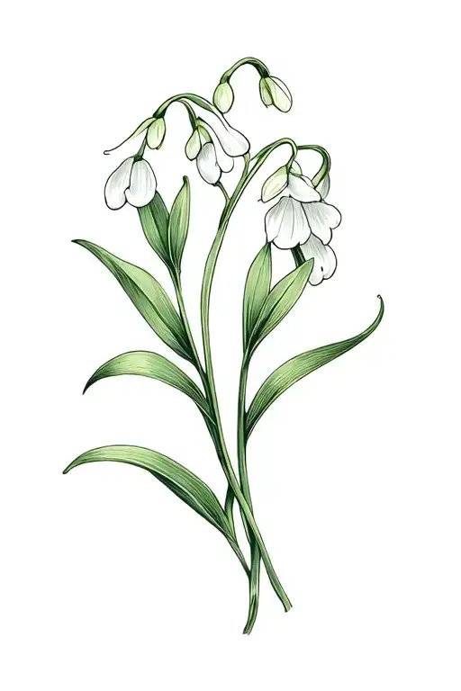 lily of they valley (they are bell shaped flowers). include the following date: 17.05.2026 tattoo design idea