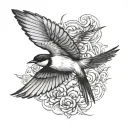 swallow bird flying tattoo design idea
