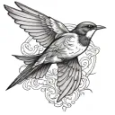 swallow bird flying tattoo design idea