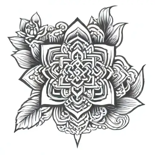 Forearm piece that has the gratitude symbol, an endless knot representing connectedness, a lotus flower, a symbol repres tattoo design idea