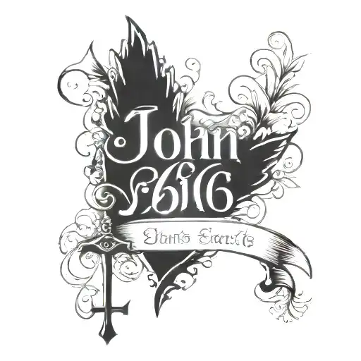 scripture John 3:16 bible verse written tattoo design idea