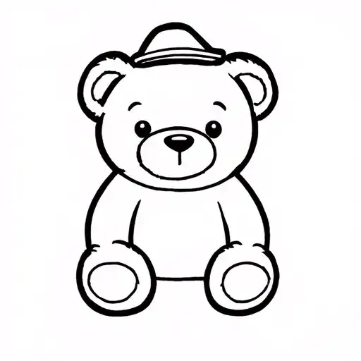 teddy bear wearing an Australian cork hat tattoo design idea