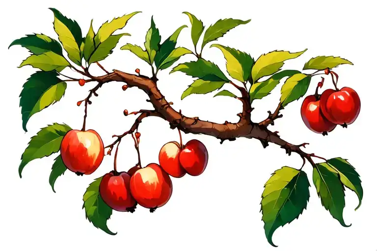 tree branch with crabapple tattoo design idea
