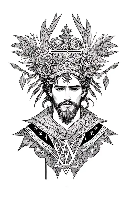 Scandinavian god and Louis Vuitton art tattoo design idea