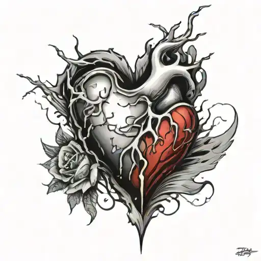 broken heart rips out tattoo design idea