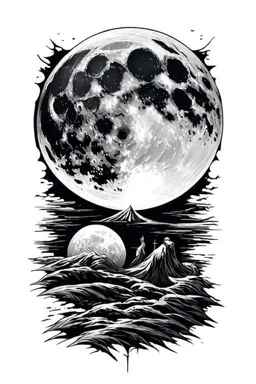 man that hung the moon tattoo design idea