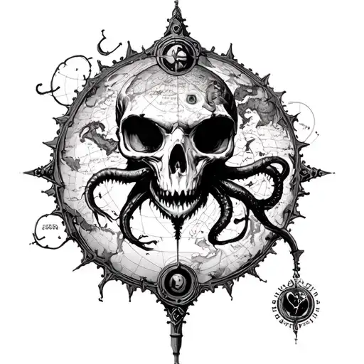 pulsar map lovecraftian horror steam punk tattoo design idea