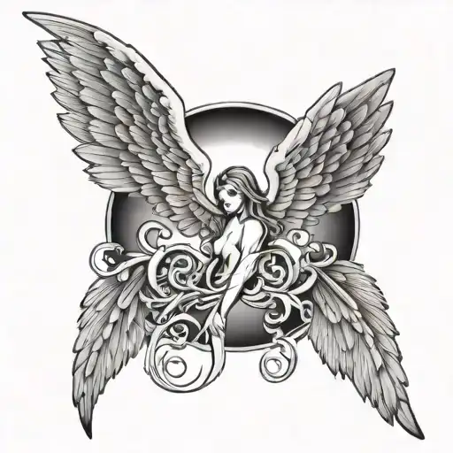 angel wings for full back tattoo design idea