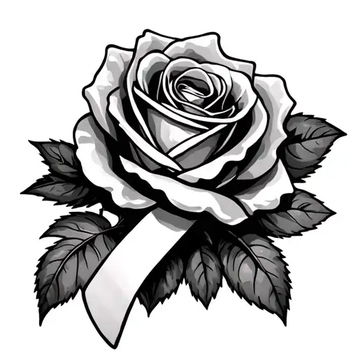 Rose And Cancer Ribbon tattoo design idea