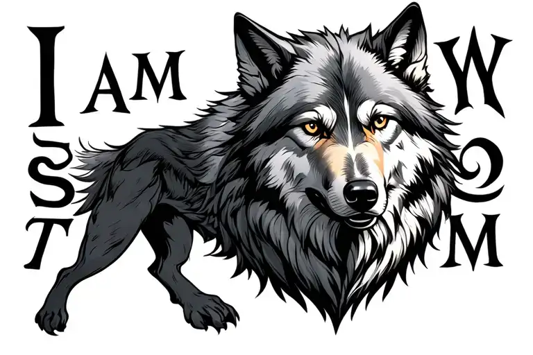 the security is myth I am mythical grey wolf tattoo design idea