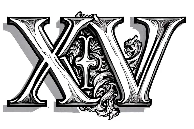 "XV:V", times new roman numerals tattoo design idea