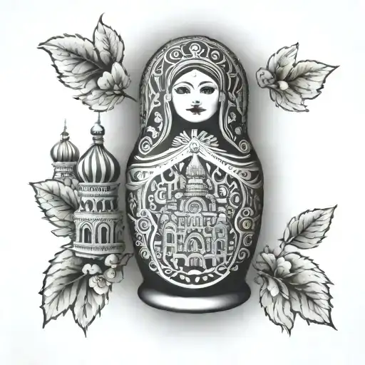 Russian nesting doll with st basil's cathedral tattoo design idea