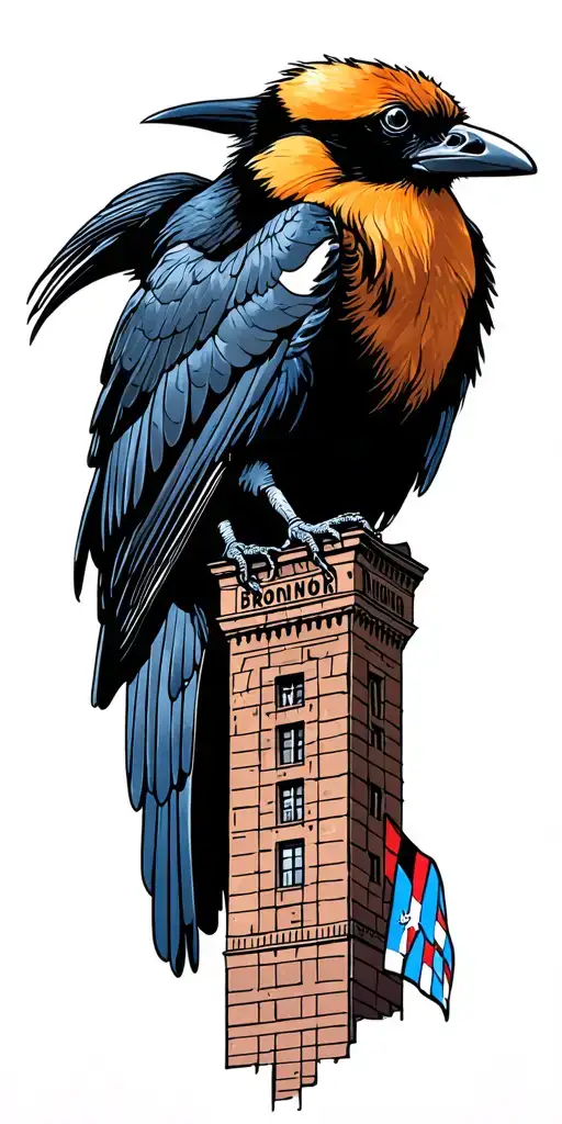 A Raven, bird and Oriole bird and Terrapin Turtle and Bromo Seltzer Arts Tower and blue crab and maryland flag tattoo design idea