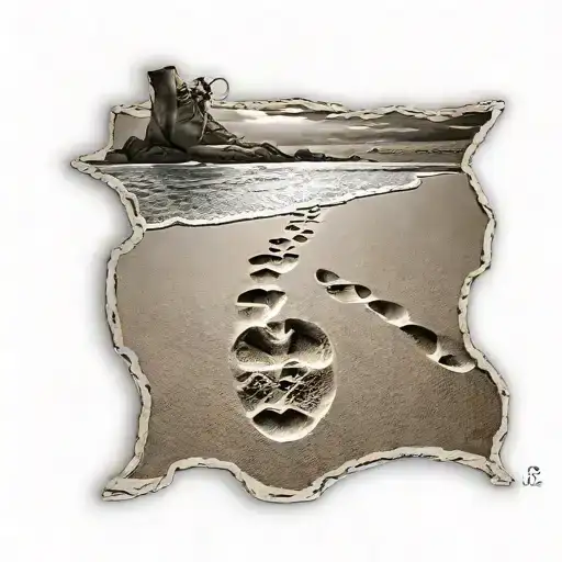 footprints in the sand  tattoo design idea