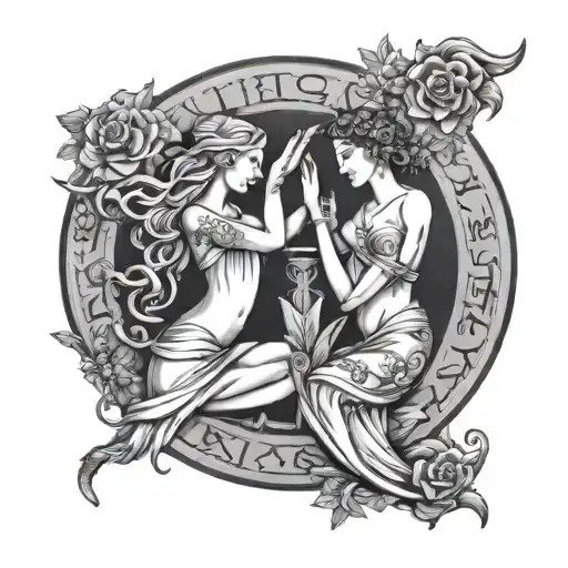 virgo and libra zodiac sign tattoo design idea