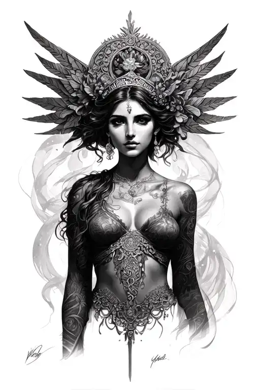 A sexy and Glamorous Virgo goddess. tattoo design idea