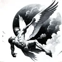 icarus falling from sky tattoo design idea